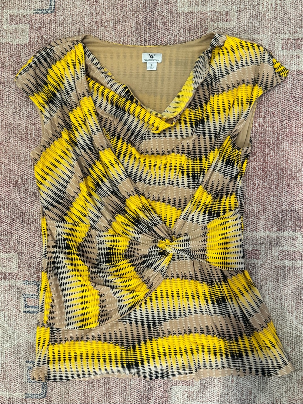 Worthington faux wrap sleeveless mesh nylon top size large